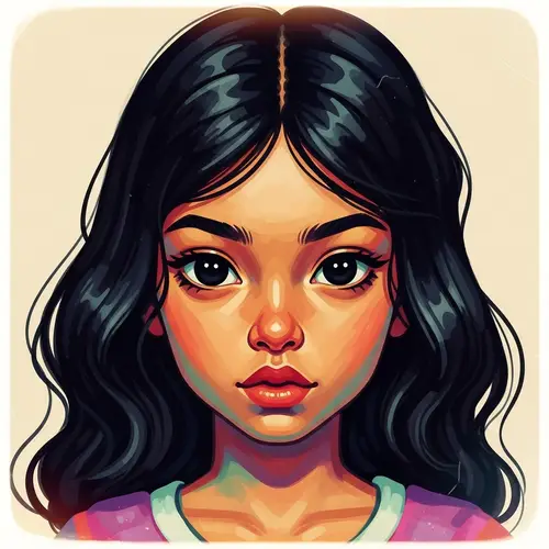 Vintage-inspired portrait of a girl with wavy black hair