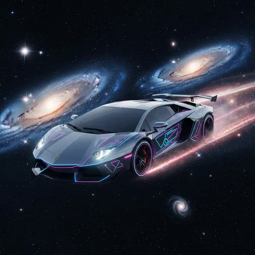 Futuristic Space Car Racing Through Galaxies - Cosmic Journey