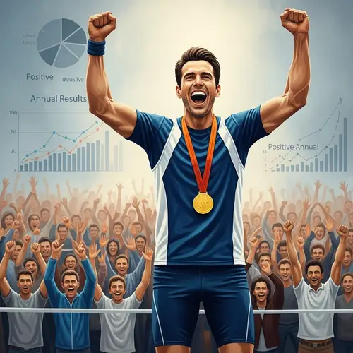 Athlete Victory Celebration Painting for Business Presentation