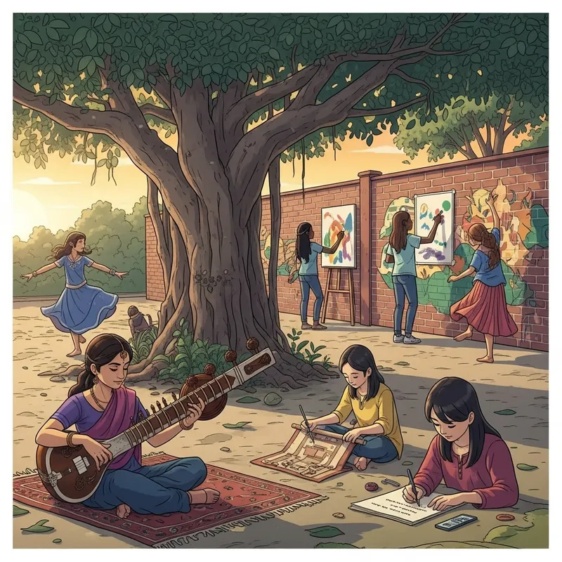 Beautiful Girls Exhibit Artistic Talents Outdoors