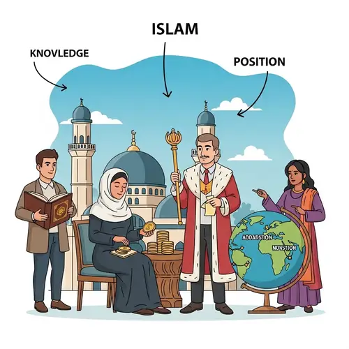 Intersection of Islam, Wealth, and Position - Cultural Illustration