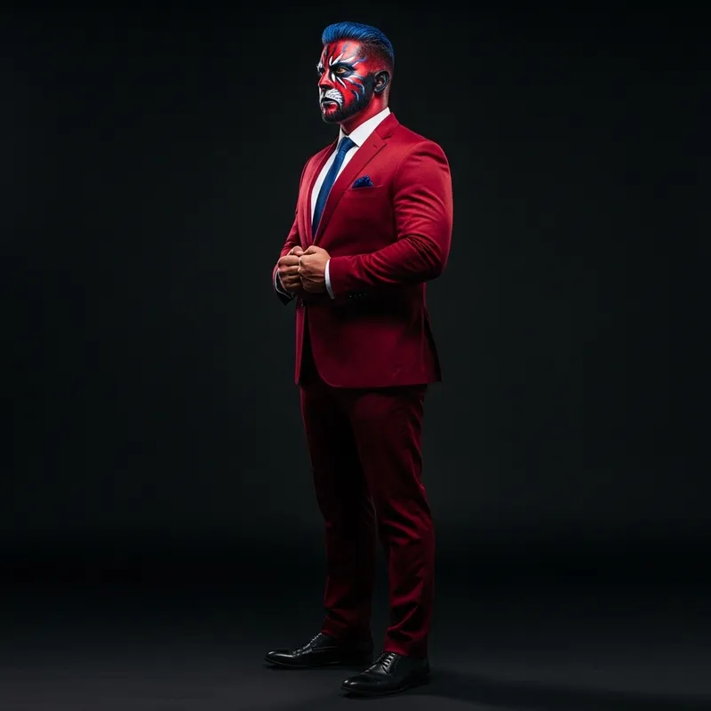 Alpha Realistic Lion Warrior Chief in Velvet Wine Red Suit