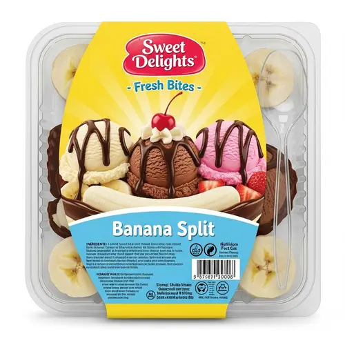 Sweet Delights Fresh Bites Banana Split Packaging Concept