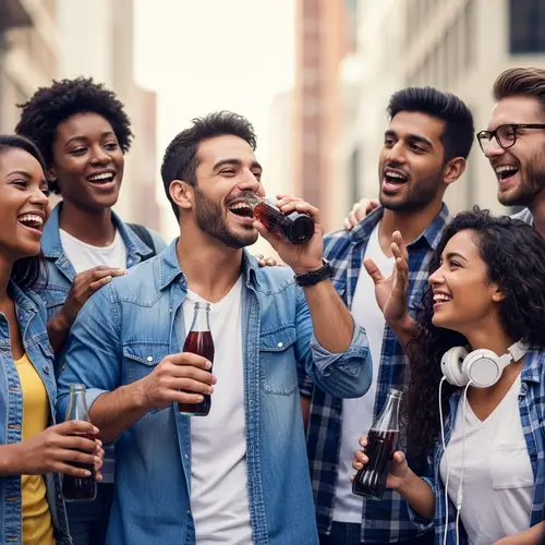 Cheerful Hispanic Man Enjoying Pepsi with Diverse Friends