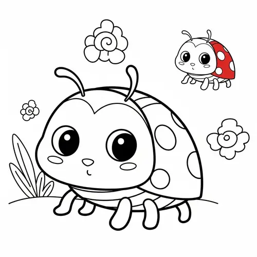 Cute and Simple Ladybug Coloring Page for Toddlers