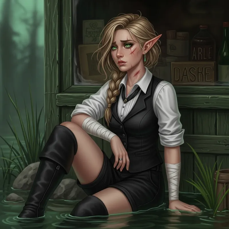 Mysterious Middle-Eastern Elf Girl Crying in Victorian Swamp