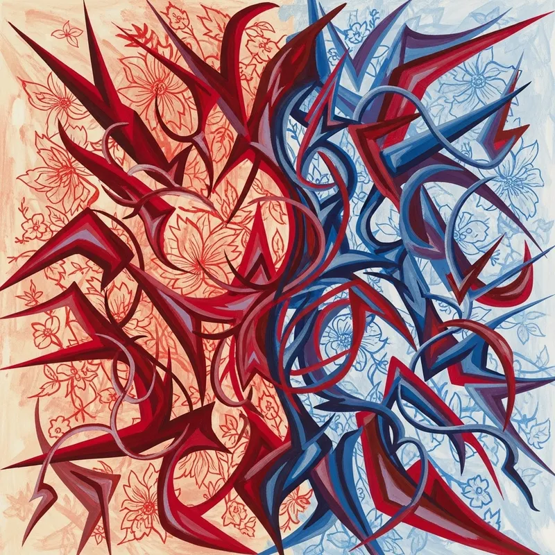Duality of Endometriosis: Abstract Artwork Depicting Pain and Strength