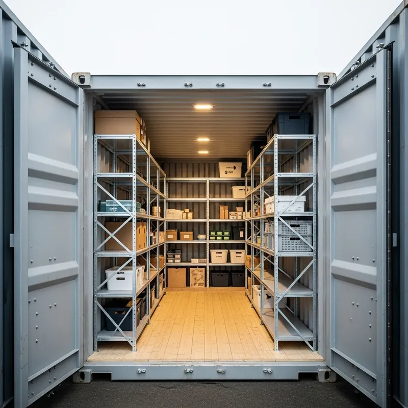 Modern Shipping Container with Open Storage Space