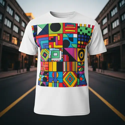 Pop Art Geometric Pattern White T-Shirt