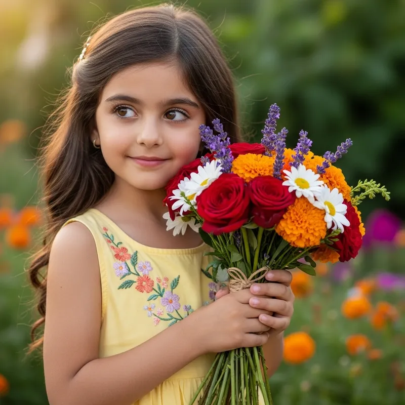 Arabian Girl Holding a Rose
