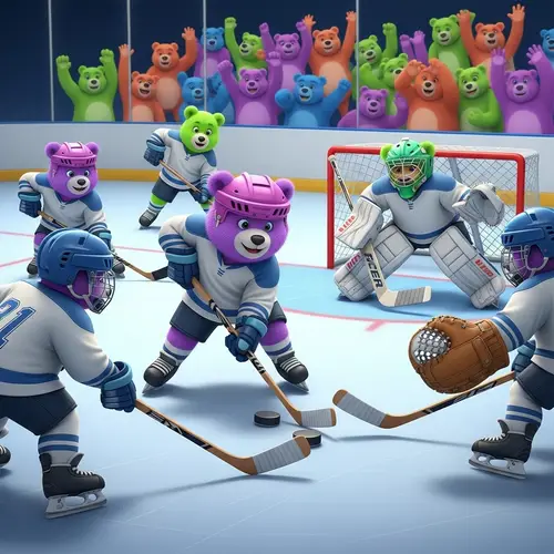 Whimsical Grateful Dead Bears Ice Hockey Game