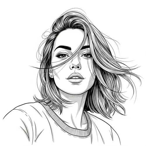 Expressive Woman Portrait with Dark Eyes and Elegantly Arched Eyebrows