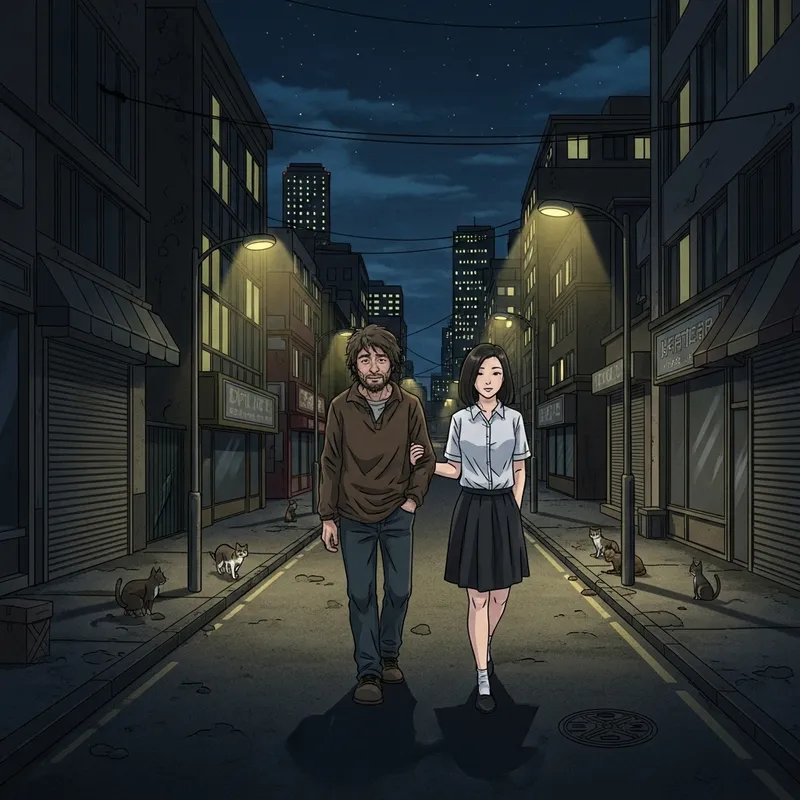 Homeless Man & Korean Girlfriend Out at Midnight