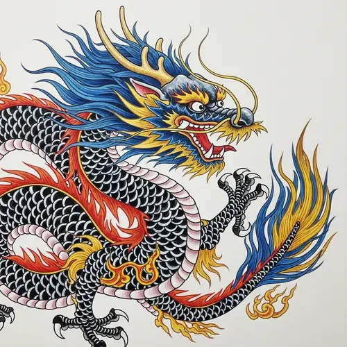 Majestic Chinese Dragon Ink Painting | Symbolizing Five Elements
