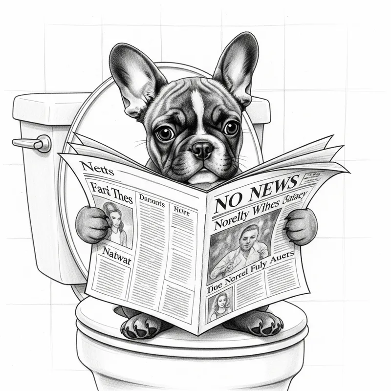 Adorable French Bulldog Puppy Pencil Sketch