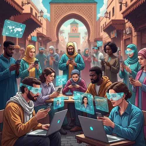 Digital Communication Scene in Vibrant Morocco Streets