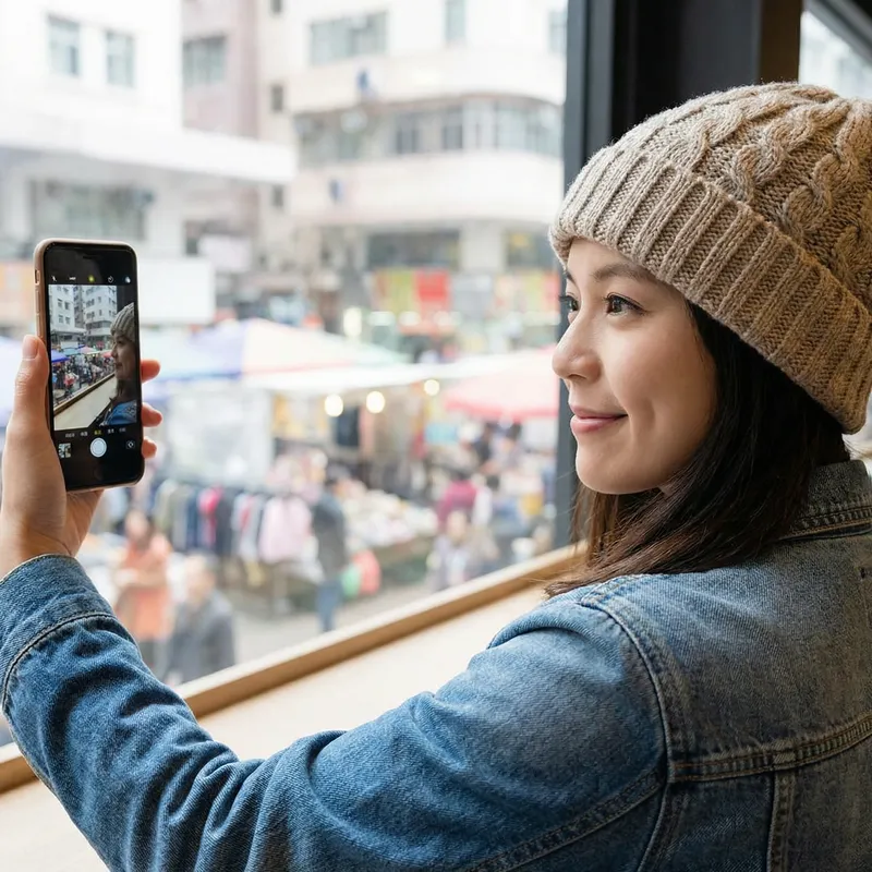 Selfie of a Person Not Looking at the Camera