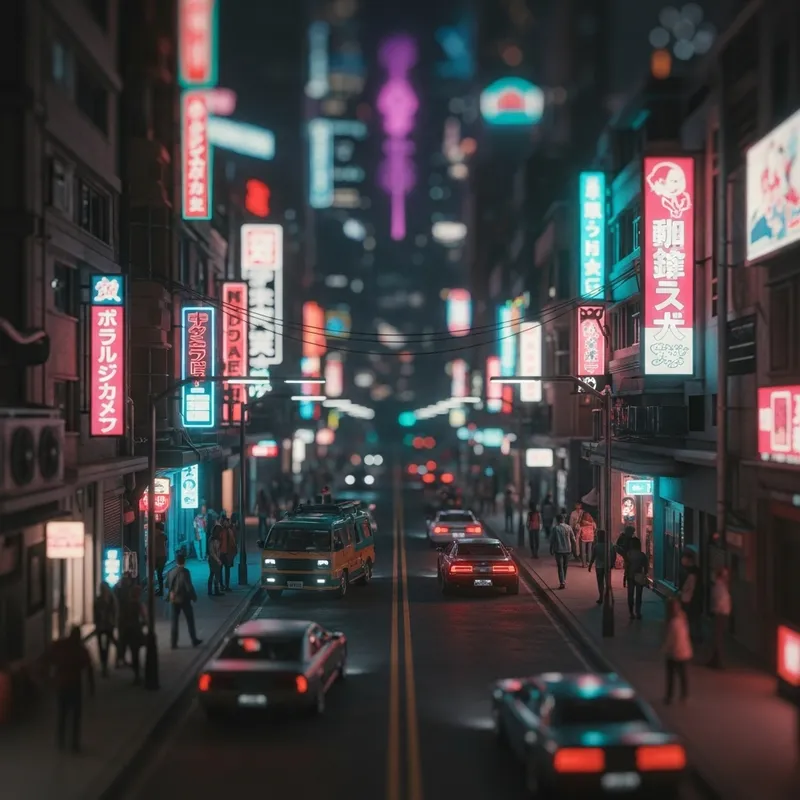 Vibrant Cyberpunk Cityscape with Neon Lights