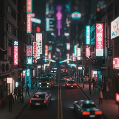 Futuristic Night Cityscape with Neon Lights - Cyberpunk Fusion