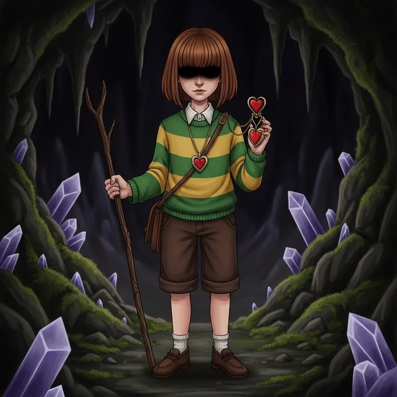 Chara Character - Green and Yellow Outfit in Underground Fantasy World