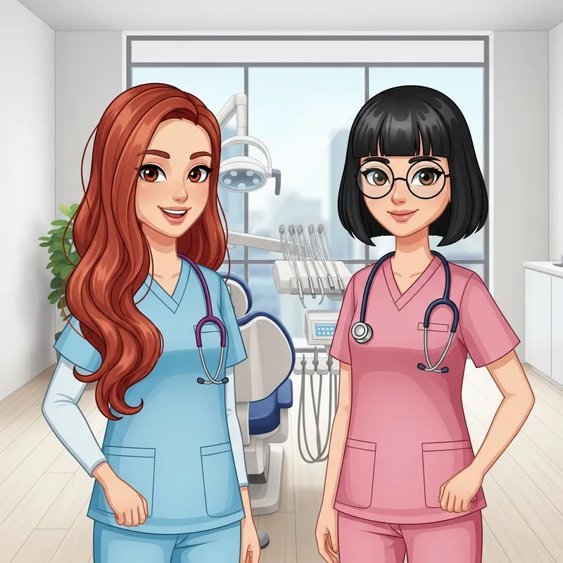 Dental Students in Animated Clinic Scene