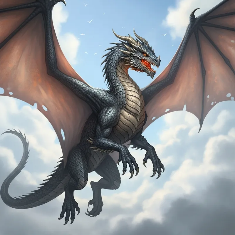 Majestic Dragon Soaring with Grace | Powerful Wings & Fiery Gaze