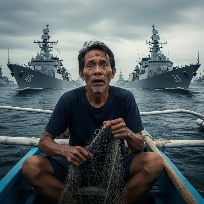 Filipino Fisherman Faces Threat from Chinese Warships Filipino Fisherman Faces Threat from Chinese Warships