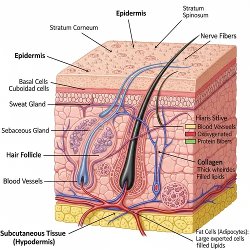 Detailed Cross-Section of Human Skin Illustration