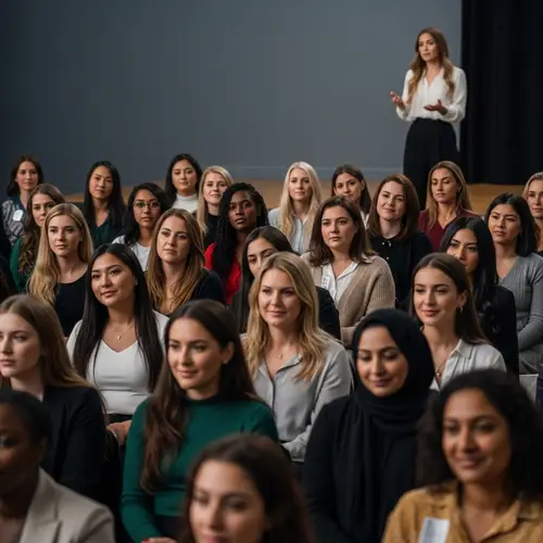 Diverse Women Audience Inspired by Confident Speaker