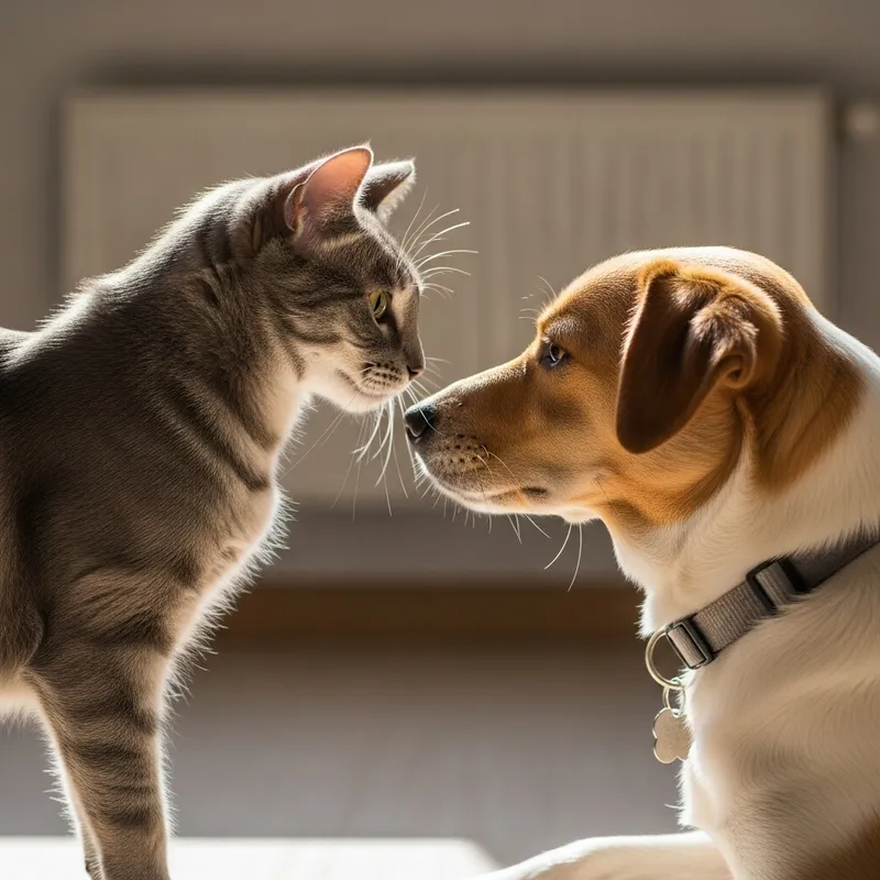 Female Cat Meeting a Dog - Unique Animal Friendship