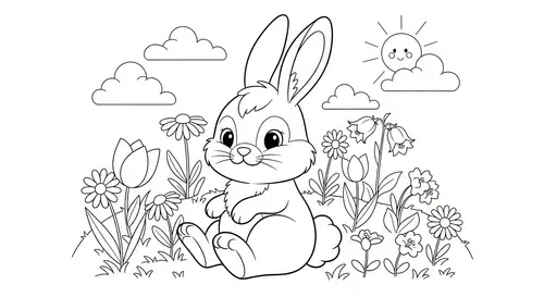 Cute Bunny Coloring Page for Kids