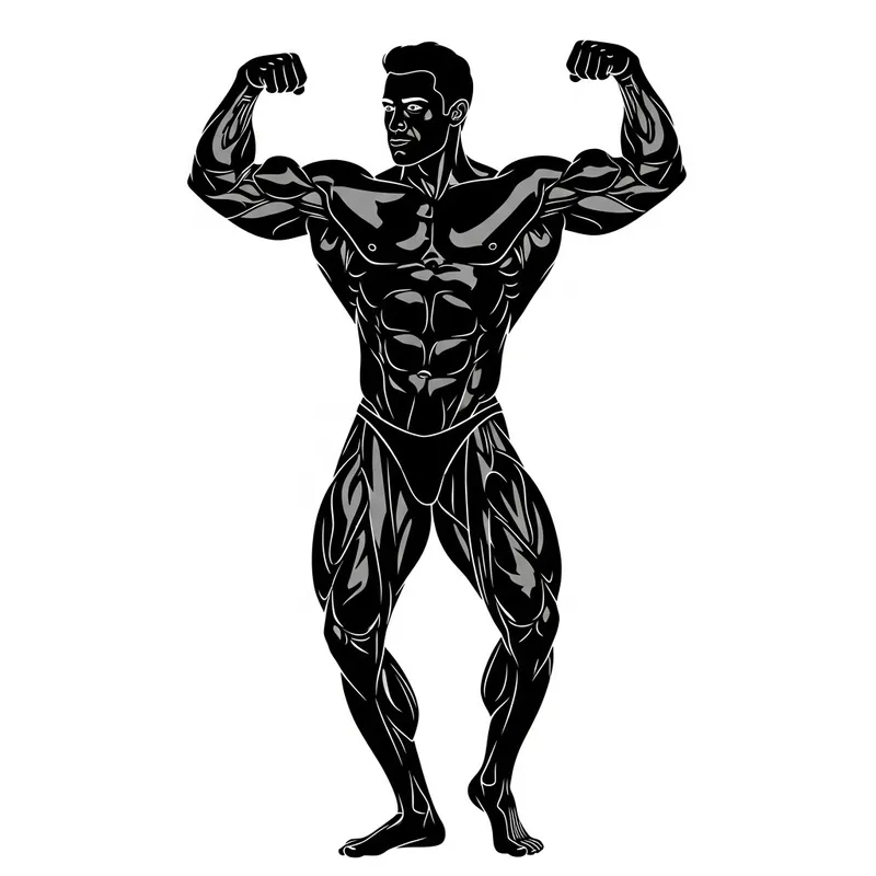Detailed Black Bodybuilder Silhouette in Classical Pose
