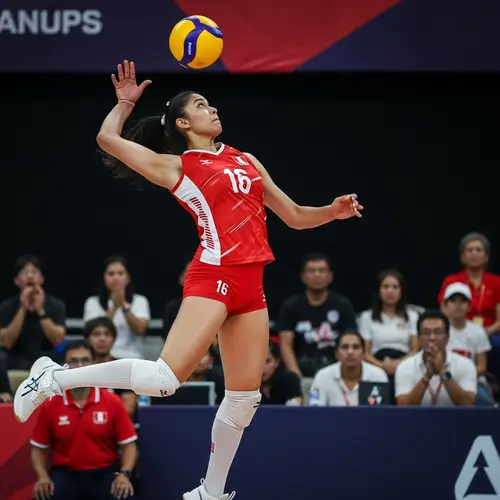 Peruvian Female Volleyball Player Power Spike