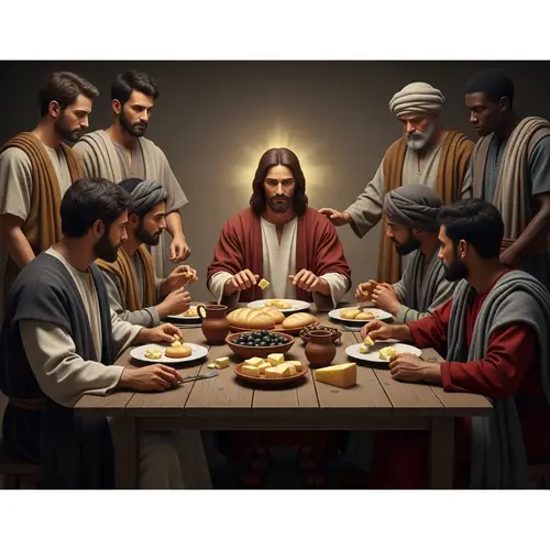 Unity and Compassion: Jesus Sharing Meal with the Poor