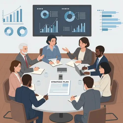 Engaging Strategic Communication Meeting in Modern Office