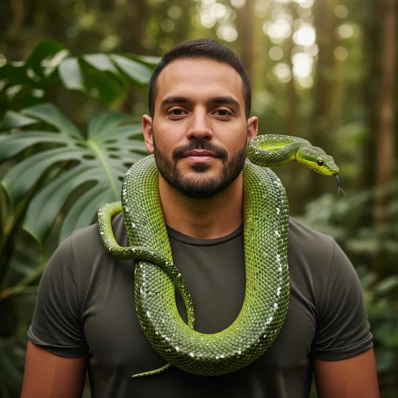 Fearless Man with Snake: A Serpentine Encounter