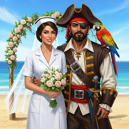 Wedding Art: Pirate and Nurse Unite in Harmony