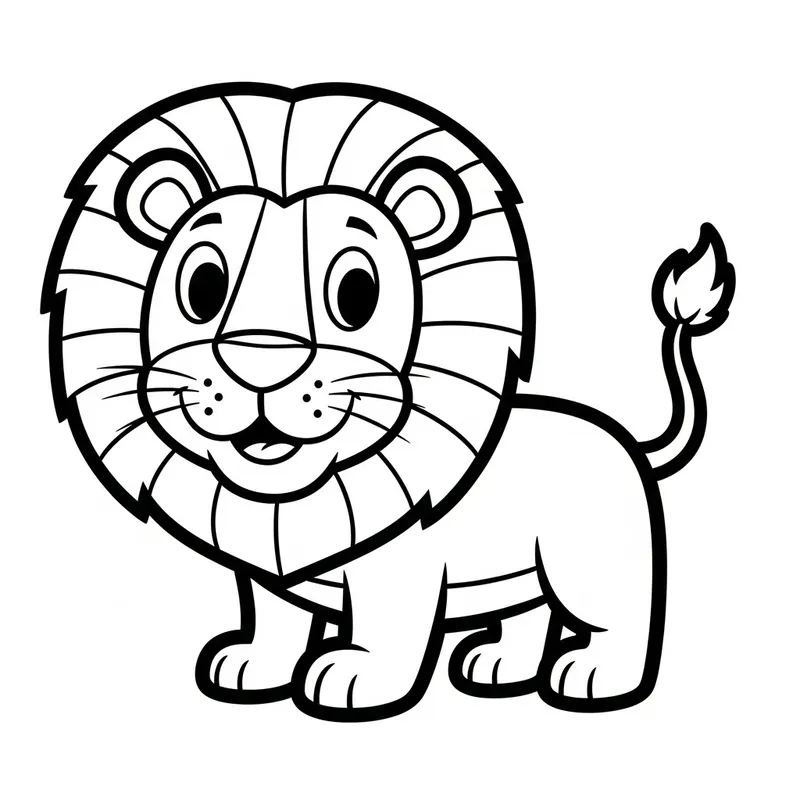 Classic Playful Lion Coloring Page for Kids 3 Years Old