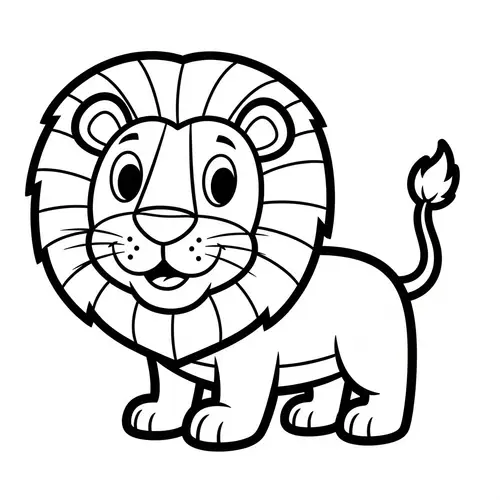 Simplistic Cartoon Lion Coloring Page for 3-Year-Olds