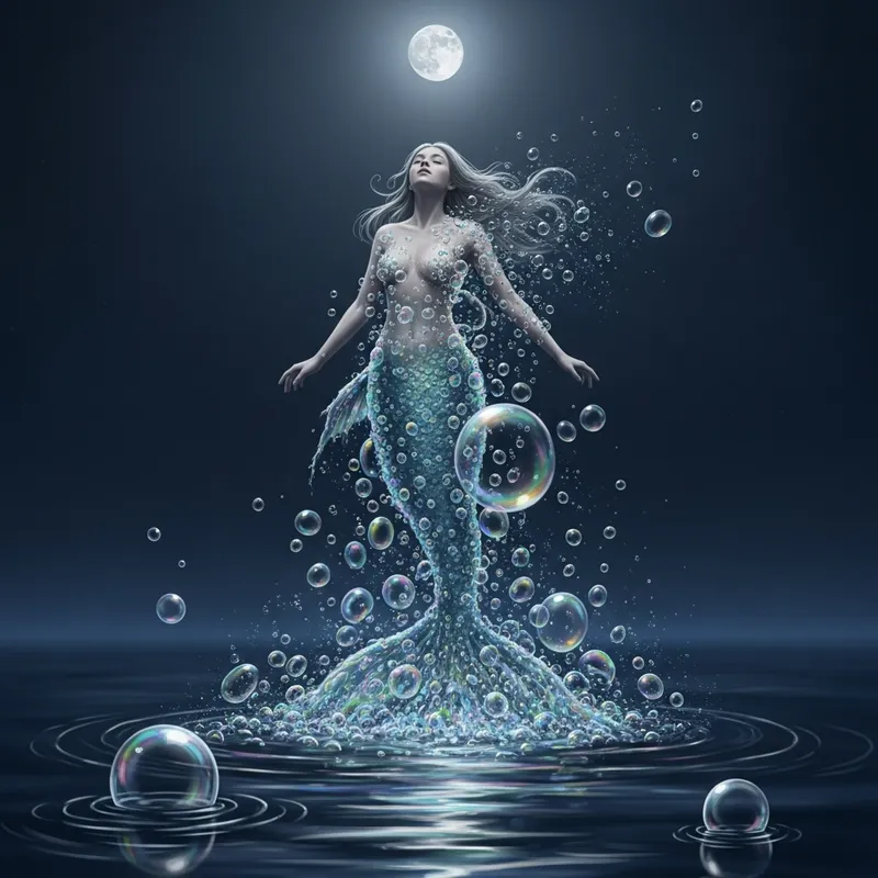 Mermaid Transforming into Foam - Underwater Fantasy Art