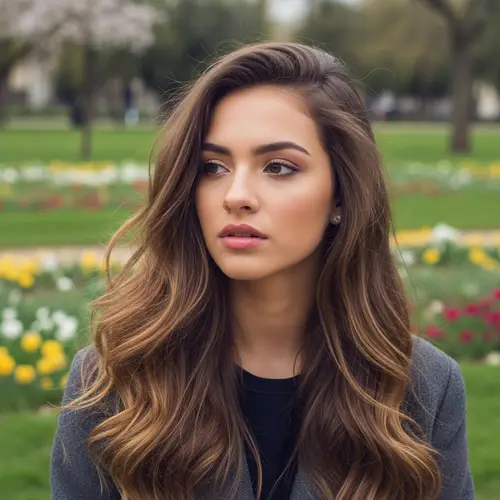 Beautiful Sad Hispanic Girl with Long Wavy Hair