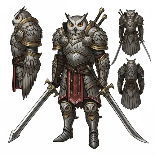 Slavic Monster Hunter Armor Influenced by Owl - Detailed Illustration