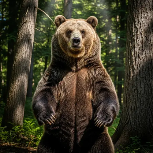 Majestic Grizzly Bear in Lush Green Forest