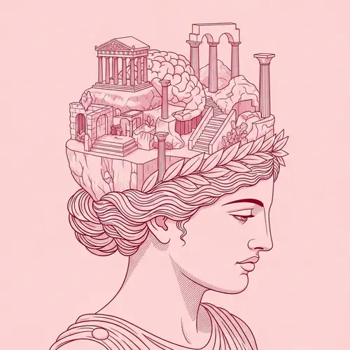 Surreal Greek Goddess with Dreamy Landscape