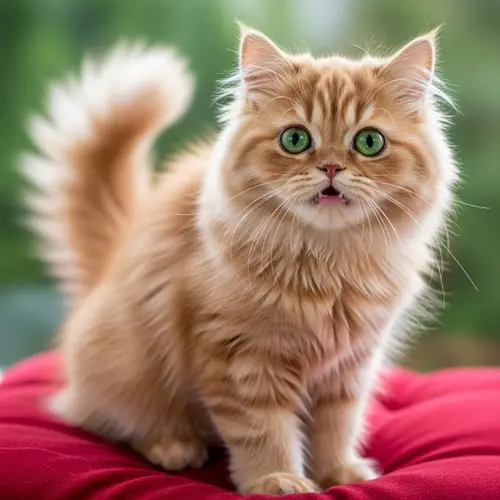 Beautiful Fluffy Persian Cat with Emerald-Green Eyes