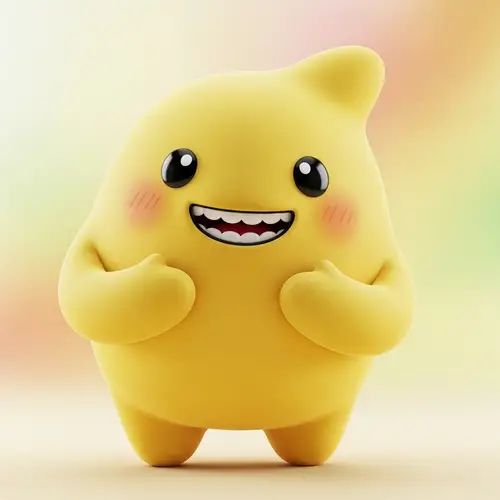 Charming Happy Yellow Character | Joyful Pose