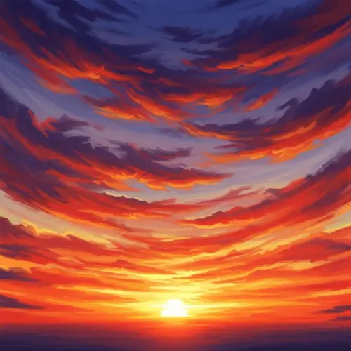 Abstract Colorful Sunsets: Tranquil Horizon Panorama