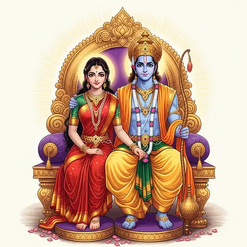 Sita and Ram: Divine Artwork of Hindu Mythology