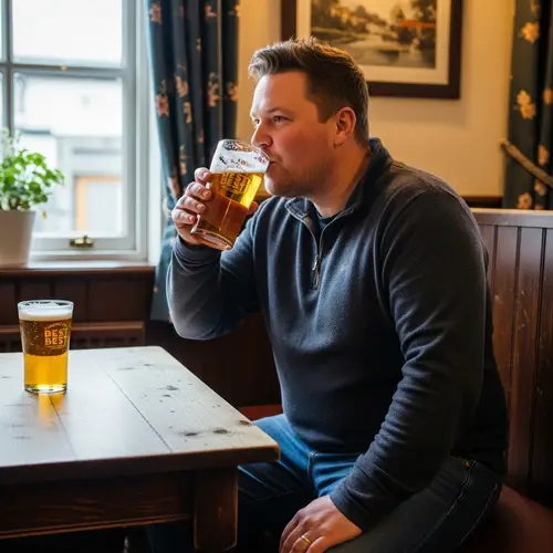 Robust British Pub Dweller Enjoying Local Ale | Pub Vibes