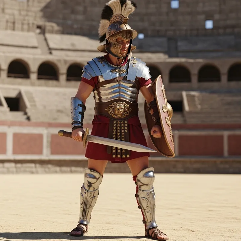 Authentic Roman Gladiator in Armor - Gladius Warrior